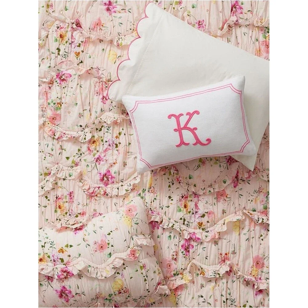 Pottery Barn kids Monique Lhuillier Personalized “K” Pillow Cover Embroidered